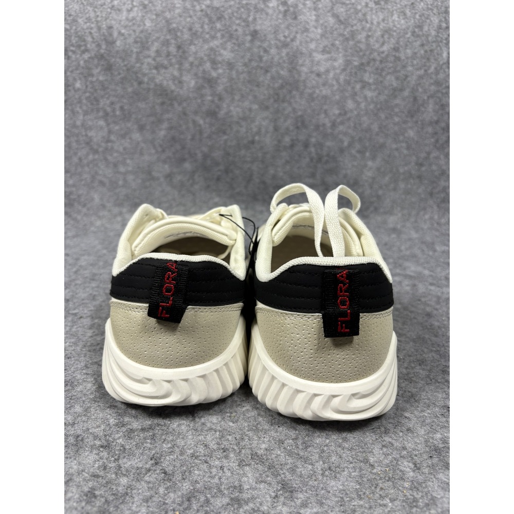 De Florance Low Top Sneakers 9.5 Cream Black Italian Design Platform Sole - Picture 7 of 9